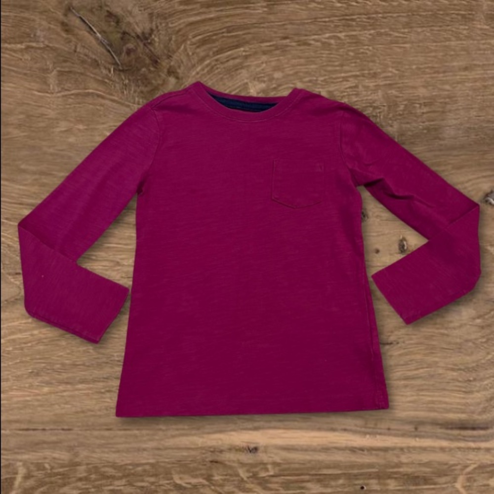 4/$20 Lands' End Solid Plum Long Sleeve Essential Pocket Shirt - Size 5-6
